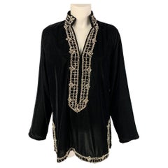 PAUL STUART Taille 10 Velours noir Rhinestones Robe Tunique Top