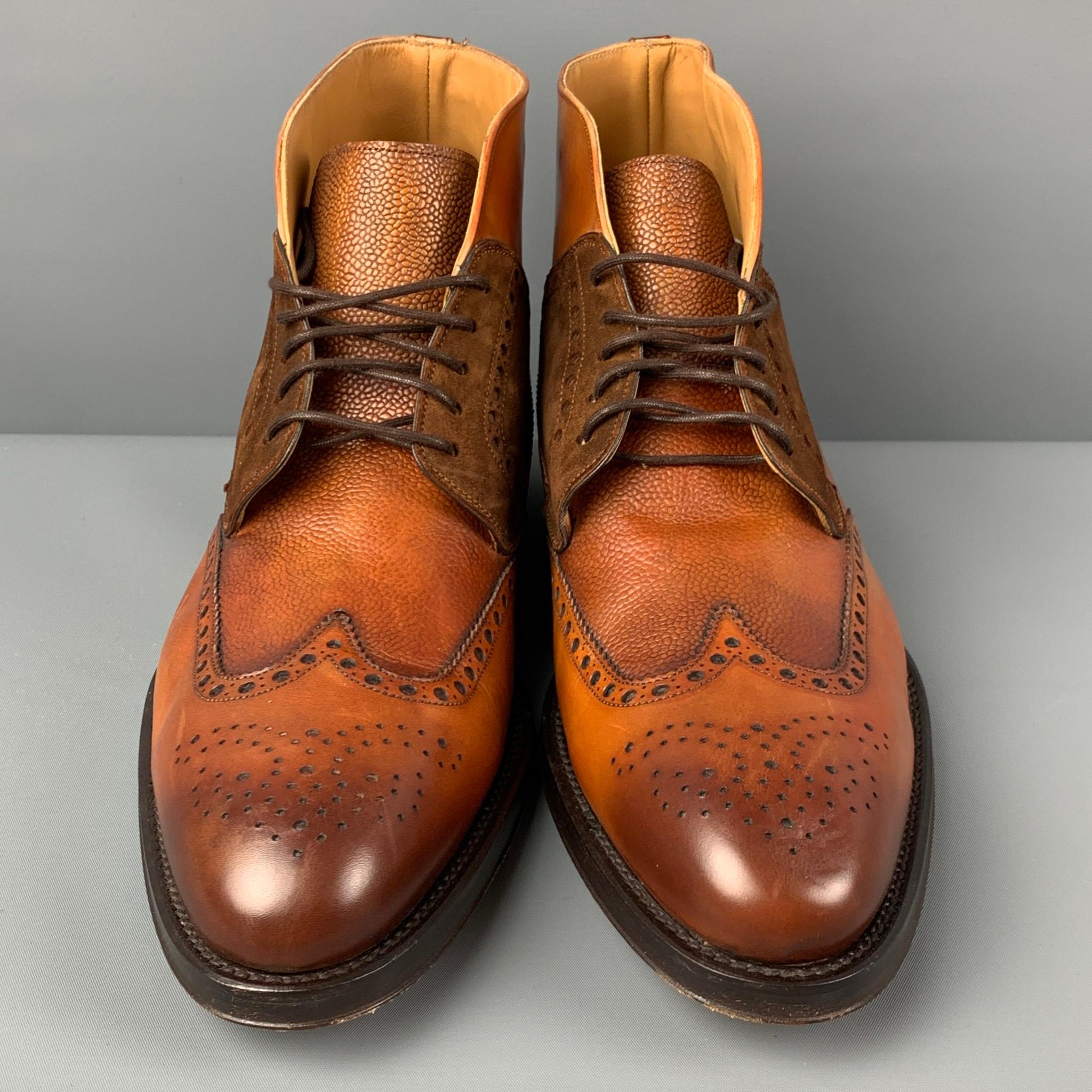 Men's PAUL STUART Size 10.5 Tan Brown Leather Wingtip Boots