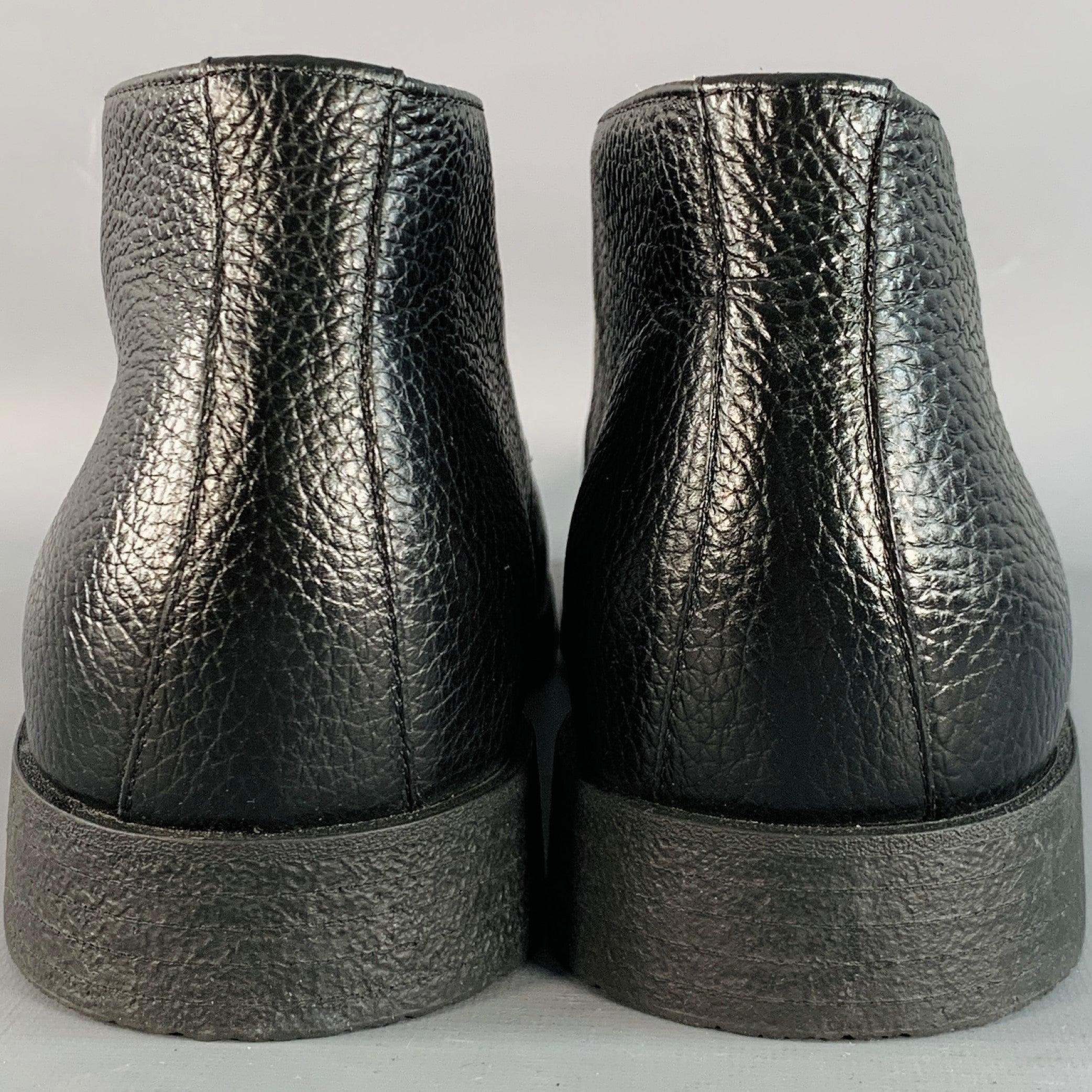 PAUL STUART Botas con cordones de piel de grano de guijarro negro Linc talla 11 Negro en venta