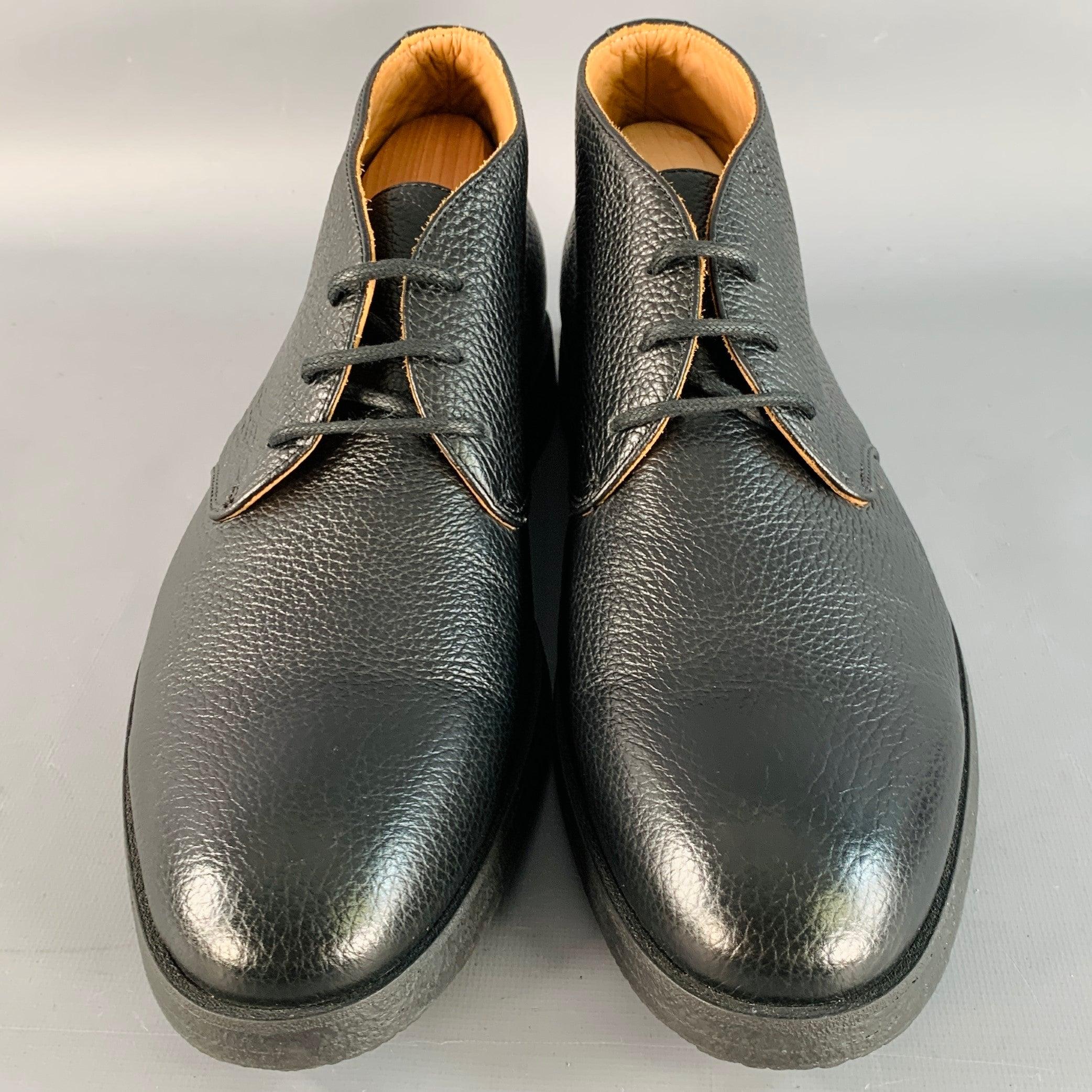 PAUL STUART Botas con cordones de piel de grano de guijarro negro Linc talla 11 en Excelente estado para la venta en San Francisco, CA