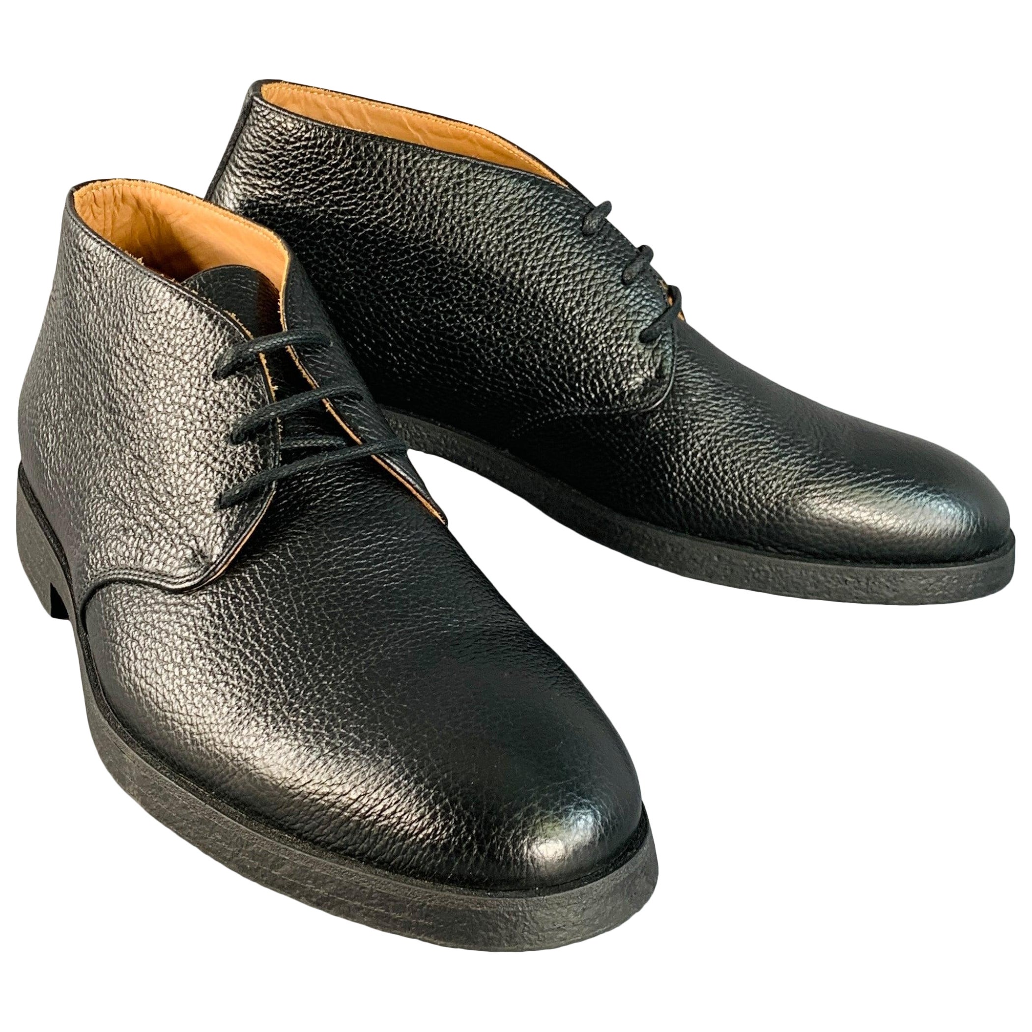 PAUL STUART Taille 11 Linc Bottes à lacets en cuir grainé noir