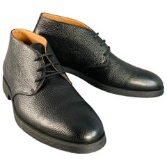 PAUL STUART Taille 11 Linc Bottes à lacets en cuir grainé noir