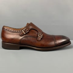 PAUL STUART Size 11.5 Brown Antique Leather Double Monk Strap Loafers