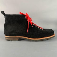 PAUL STUART Size 12 Black Red Textured Leather Lace Up Boots