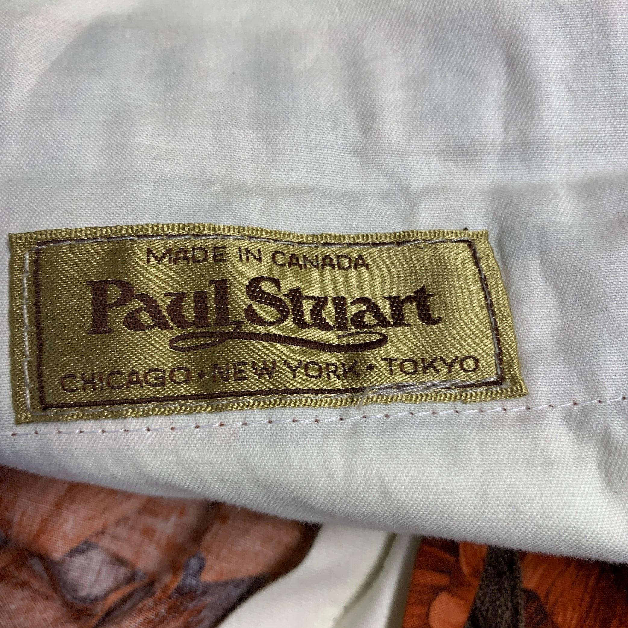 PAUL STUART Size 34 Brick Brown Ginkgo Print Cotton  Dress Pants In Excellent Condition In San Francisco, CA