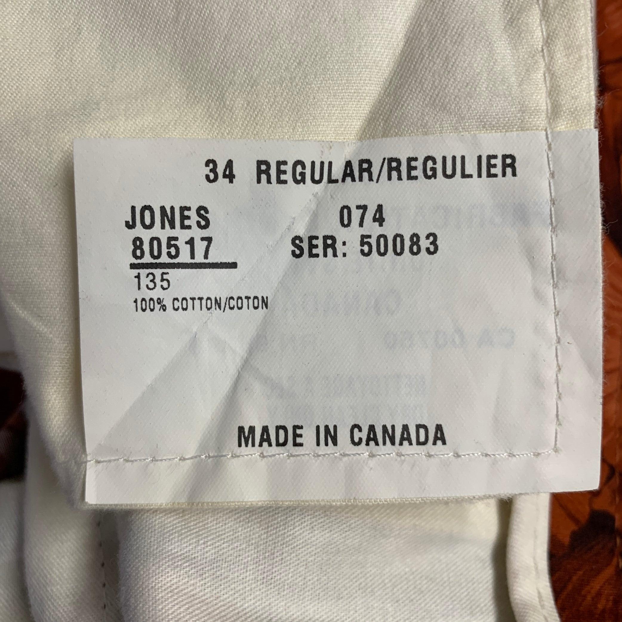 Men's PAUL STUART Size 34 Brick Brown Ginkgo Print Cotton  Dress Pants