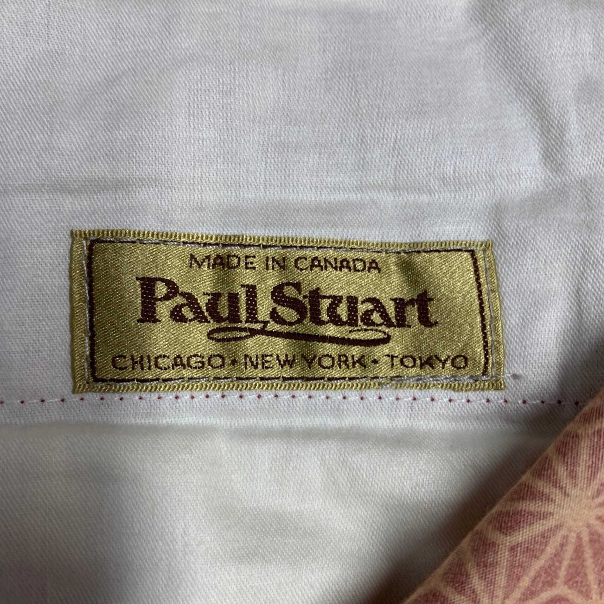 PAUL STUART Size 34 Burgundy Beige Geometric Cotton Zip Fly Dress Pants In Excellent Condition For Sale In San Francisco, CA