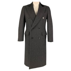 PAUL STUART Size 40 Charcoal Black Wool Peak Lapel Coat