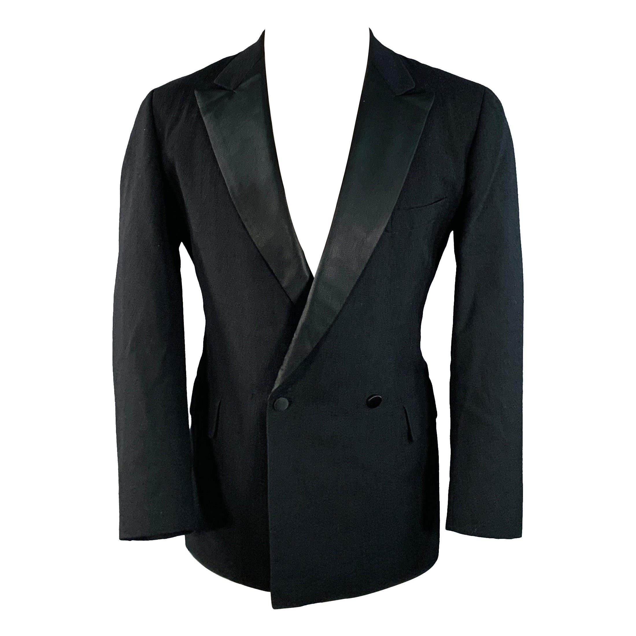PAUL STUART Size 40 Regular Black Wool Double Breasted Peak Lapel Tuxedo Sport Coat im Angebot