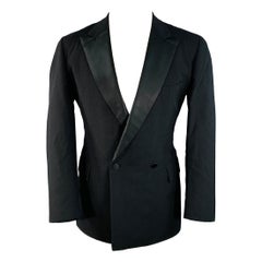 PAUL STUART Size 40 Regular Black Wool Double Breasted Peak Lapel Tuxedo Sport Coat PAUL STUART Size 40 Regular Black Wool Double Breasted Peak Lapel Tuxedo Sport Coat