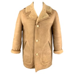 PAUL STUART Größe 40 Tan Shearling Notch Lapel Mantel