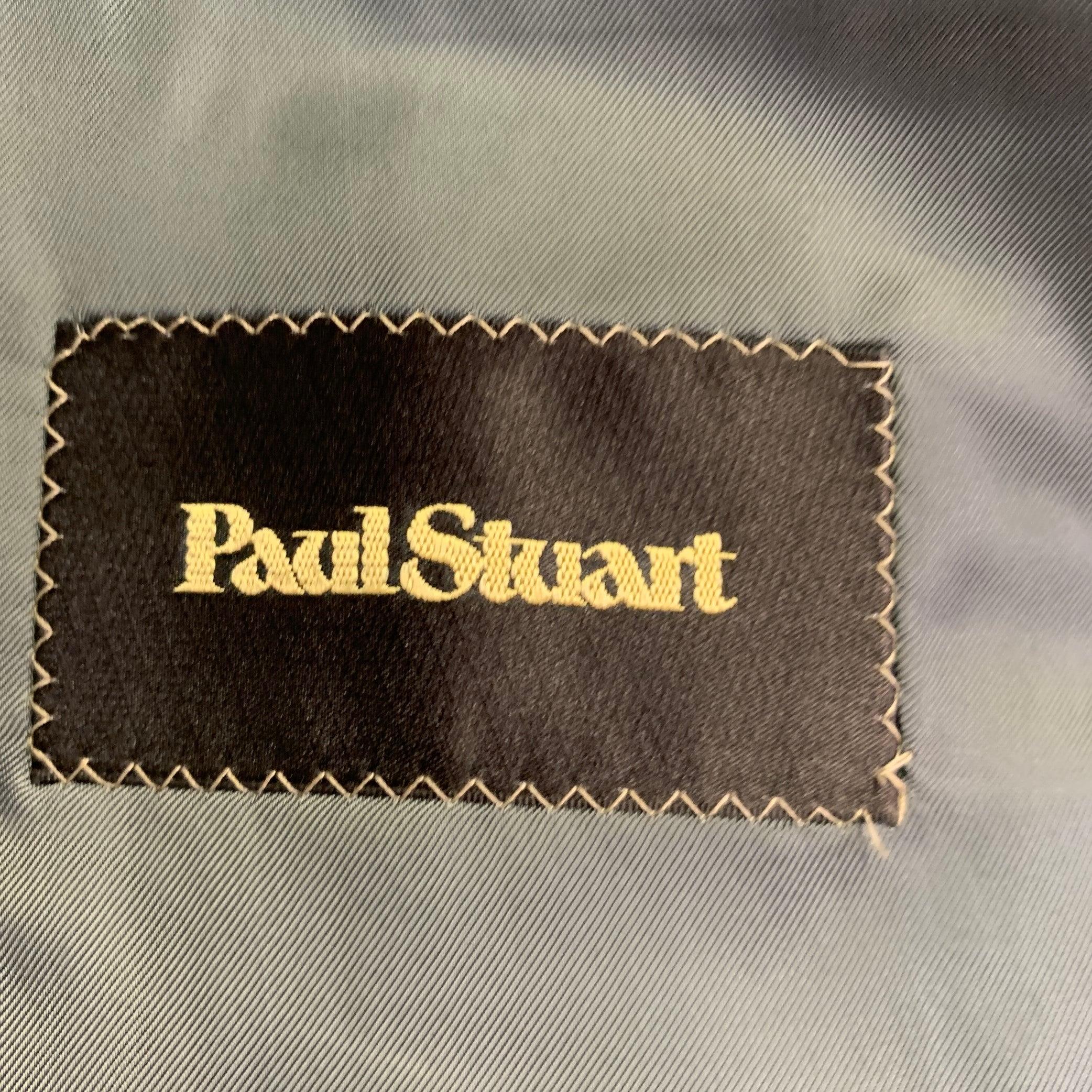 PAUL STUART Size 41 Grey Navy Green Plaid Wool Notch Lapel Sport Coat en venta 1