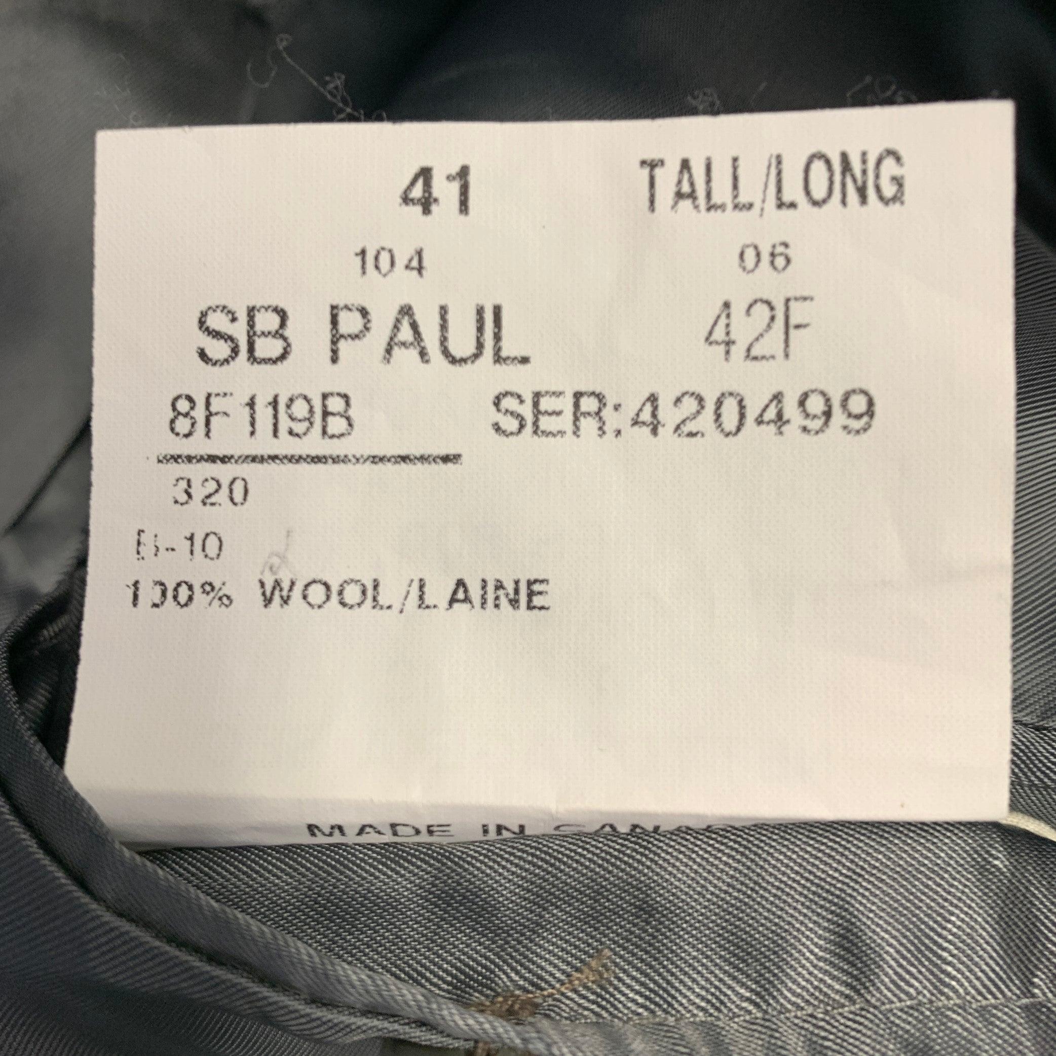 PAUL STUART Size 41 Grey Navy Green Plaid Wool Notch Lapel Sport Coat en venta 3