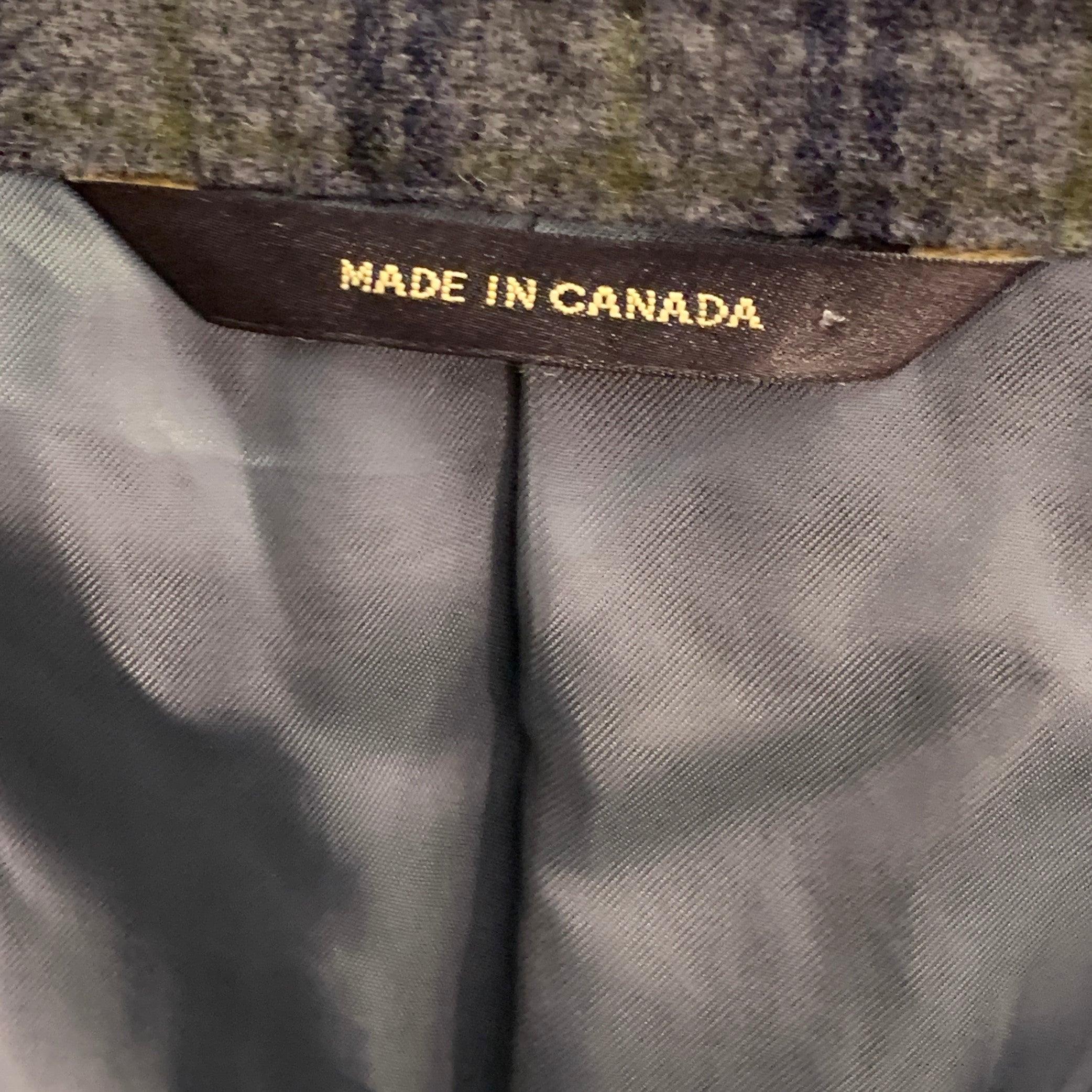 PAUL STUART Size 41 Grey Navy Green Plaid Wool Notch Lapel Sport Coat en venta 4