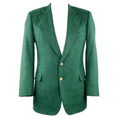 PAUL STUART Size 42 Green Woven Wool Cashmere Single Breasted Sport Coat