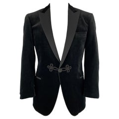 Paul Stuart Taglia 44 Cappotto sportivo con risvolto a punta in velluto nero misto cotone