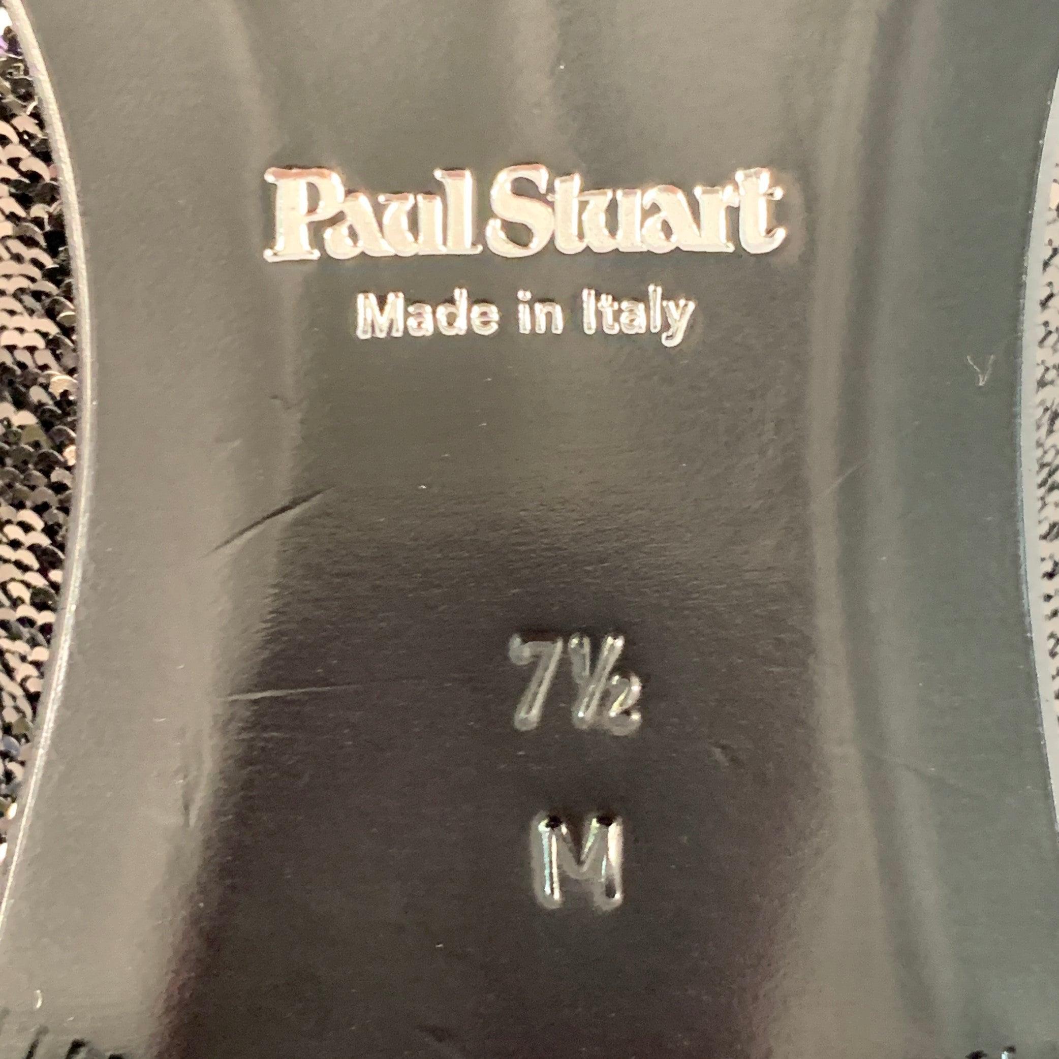 Paul Stuart taglia 8,5 mocassini in velluto nero con paillettes in vendita 4