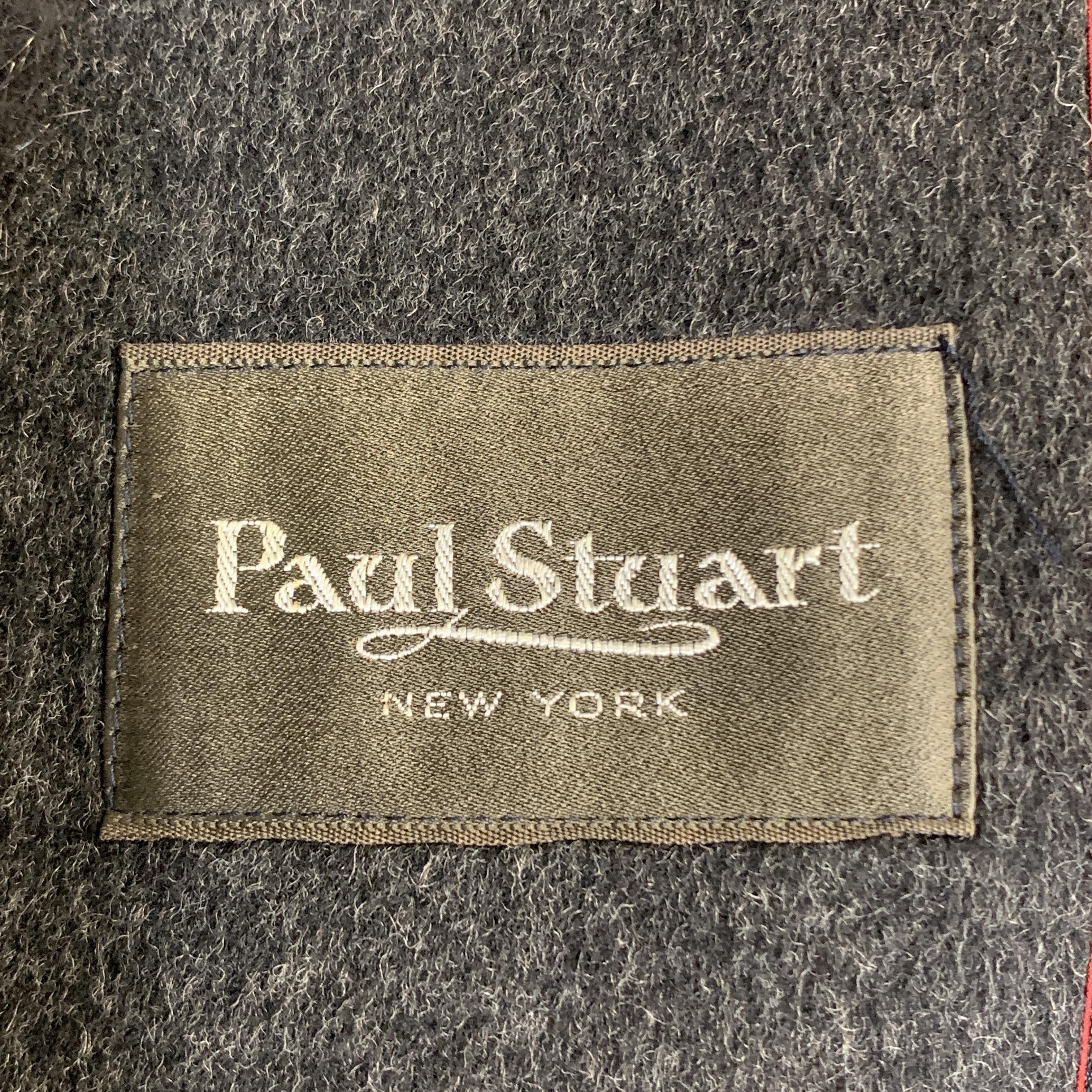 PAUL STUART Size L Charcoal Camel Hair / Wool Double Breasted Long Coat 2
