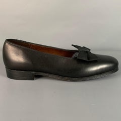 PAUL STUART x GRENSON Size 7.5 Black Leather Bow Loafers