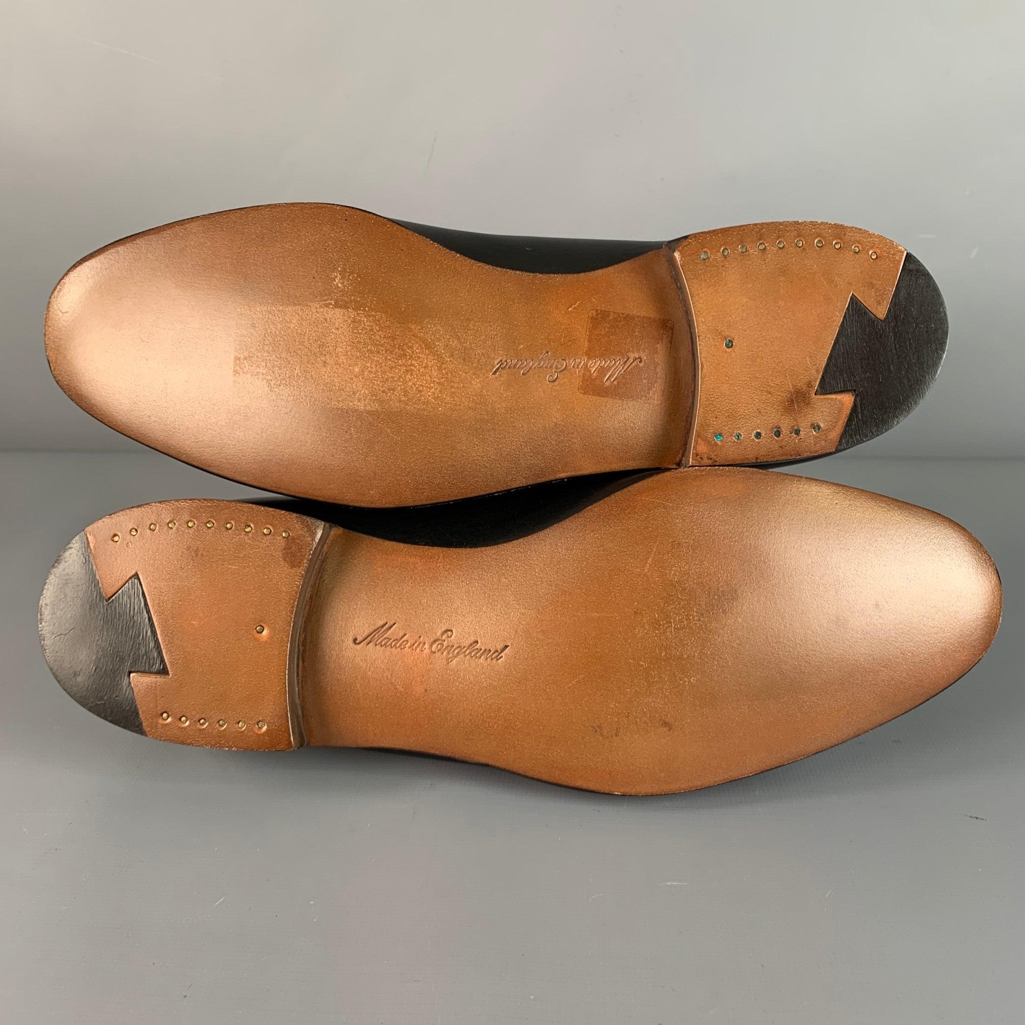 PAUL STUART x GRENSON Size 7.5 Black Leather Bow Loafers For Sale 2