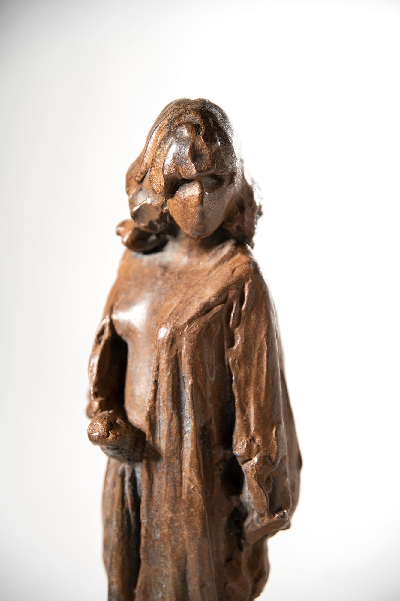 Cast Paul Suttman Modernist Bronze Sculpture 'Woman in Flowing Gown' 1964