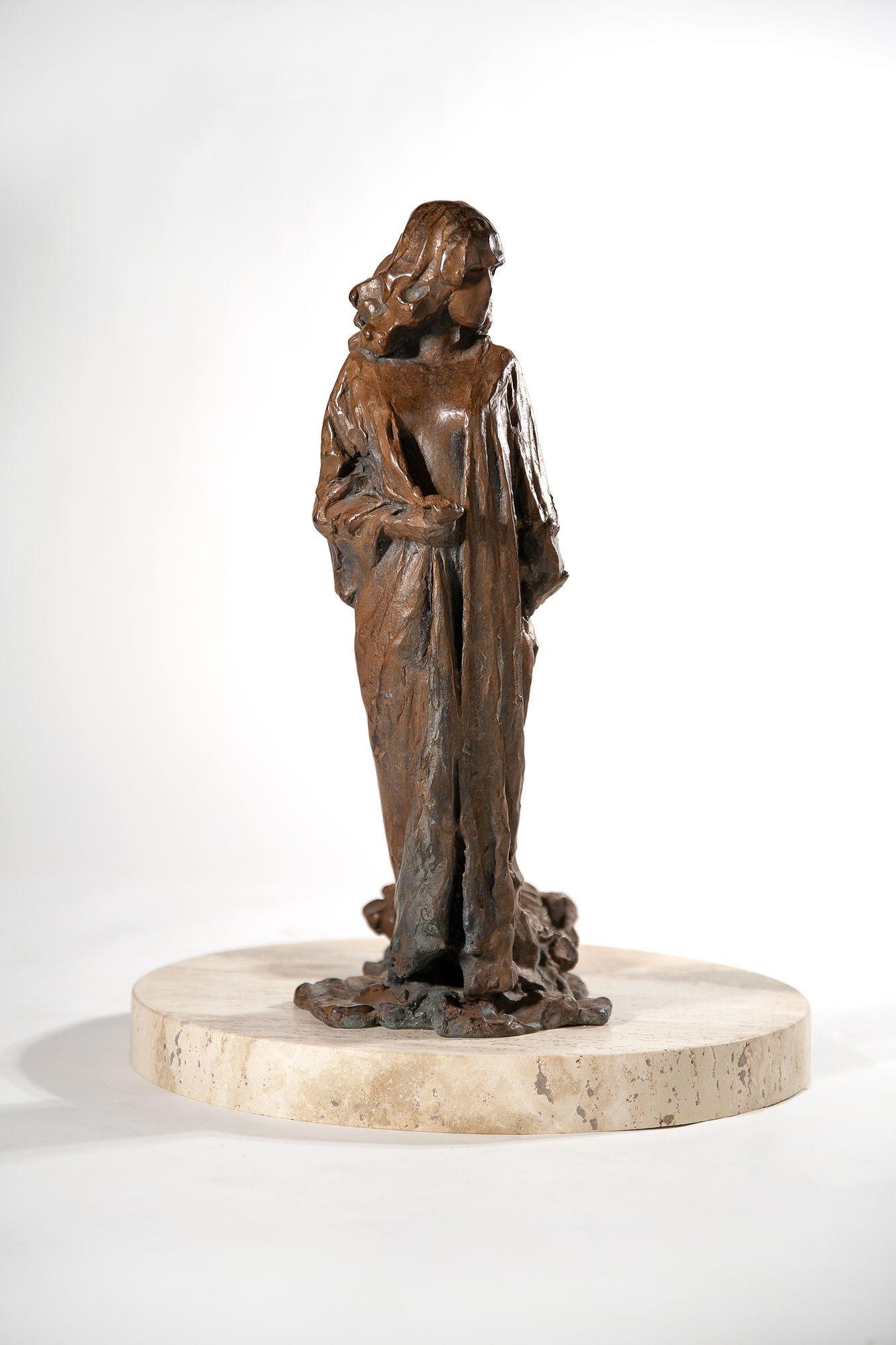 Paul Suttman Modernist Bronze Sculpture 'Woman in Flowing Gown' 1964 In Good Condition In Dallas, TX