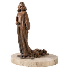 Paul Suttman Modernist Bronze Sculpture 'Woman in Flowing Gown' 1964