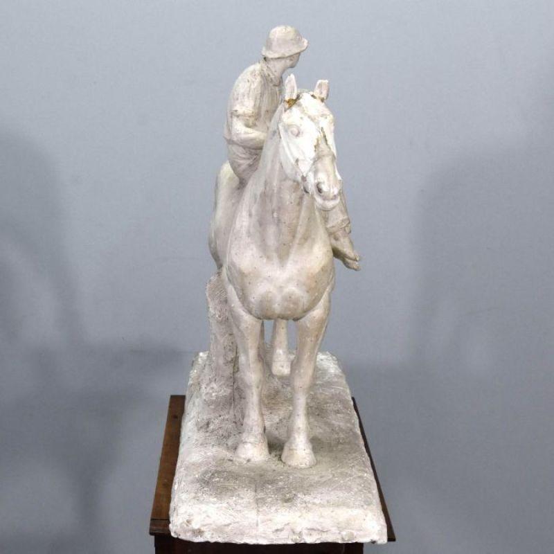 Painted Paul Sylvestre Workshop Plaster Representing a Horseman For Sale