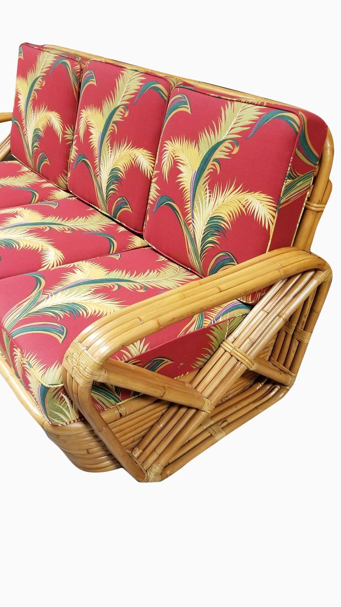 Paul T. Frankl 4-Strand Square Pretzel Round-Back 3-Seat Sofa im Zustand „Hervorragend“ im Angebot in Van Nuys, CA