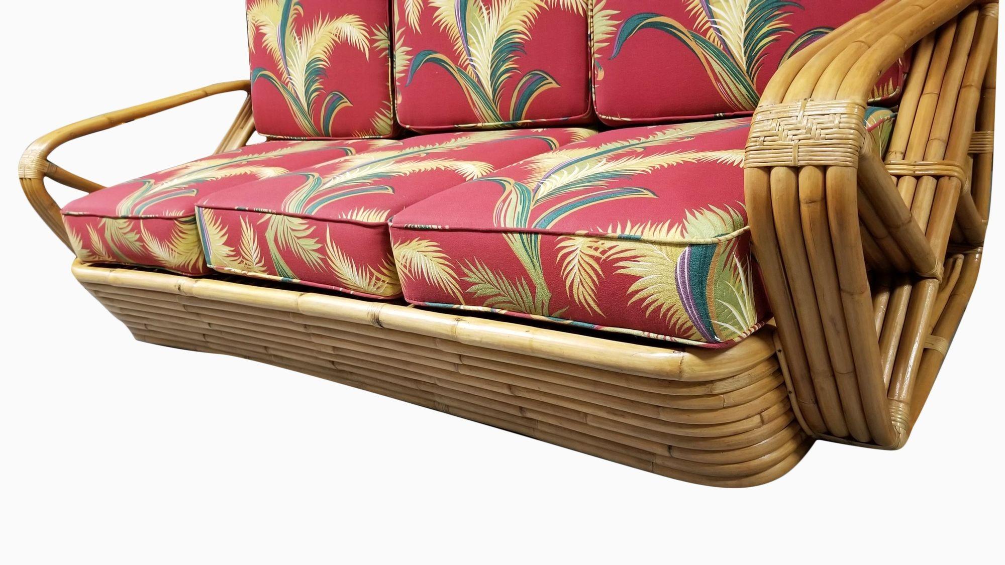 Paul T. Frankl 4-Strand Square Pretzel Round-Back 3-Seat Sofa im Angebot 1