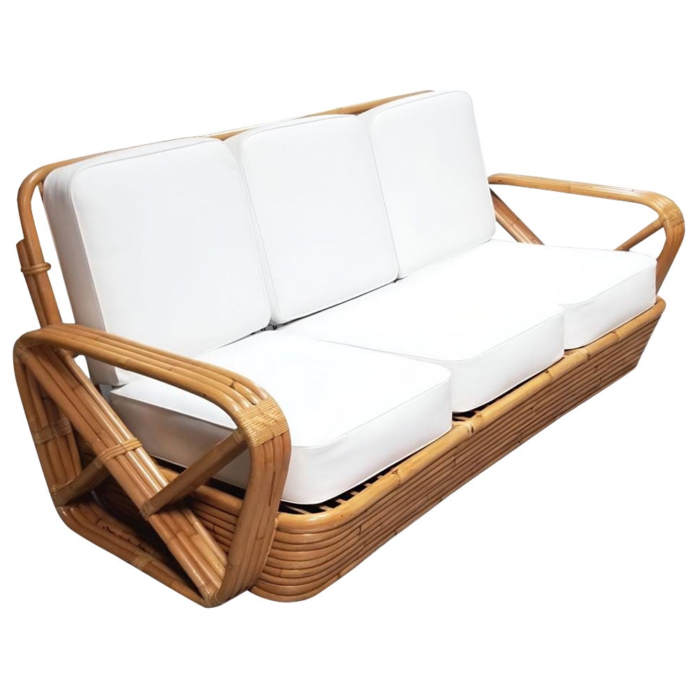Paul T. Frankl 4-Strand Square Pretzel Round-Back 3-Seat Sofa