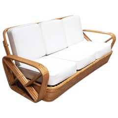 Paul T. Frankl 4-Strand Square Pretzel Round-Back 3-Seat Sofa