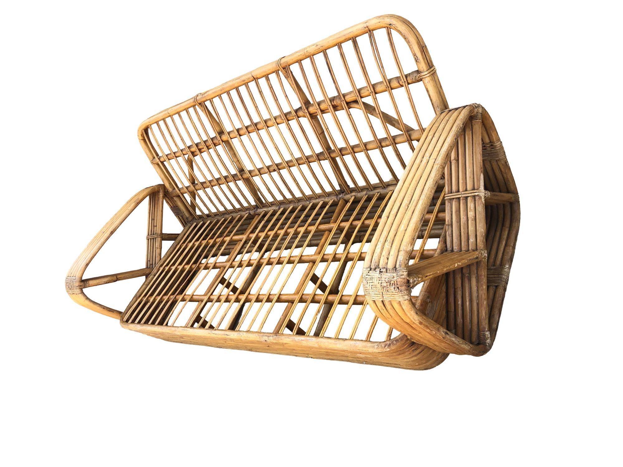 Paul T. Frankl 5-Strand Square Pretzel Square-Back 3-Seat Sofa (unrestauriert) im Angebot 6