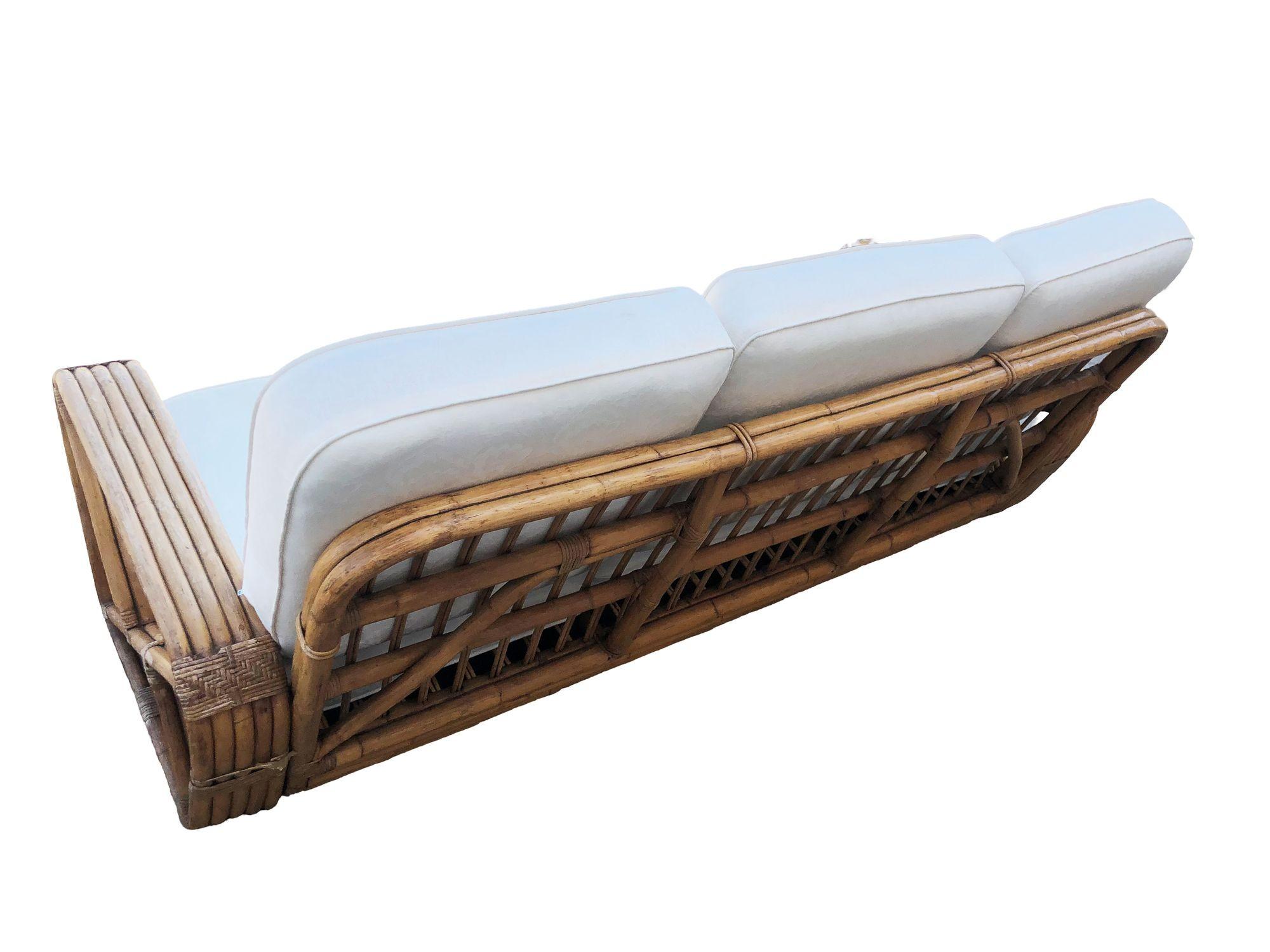Paul T. Frankl 5-Strand Square Pretzel Square-Back 3-Seat Sofa (unrestauriert) im Zustand „Gut“ im Angebot in Van Nuys, CA