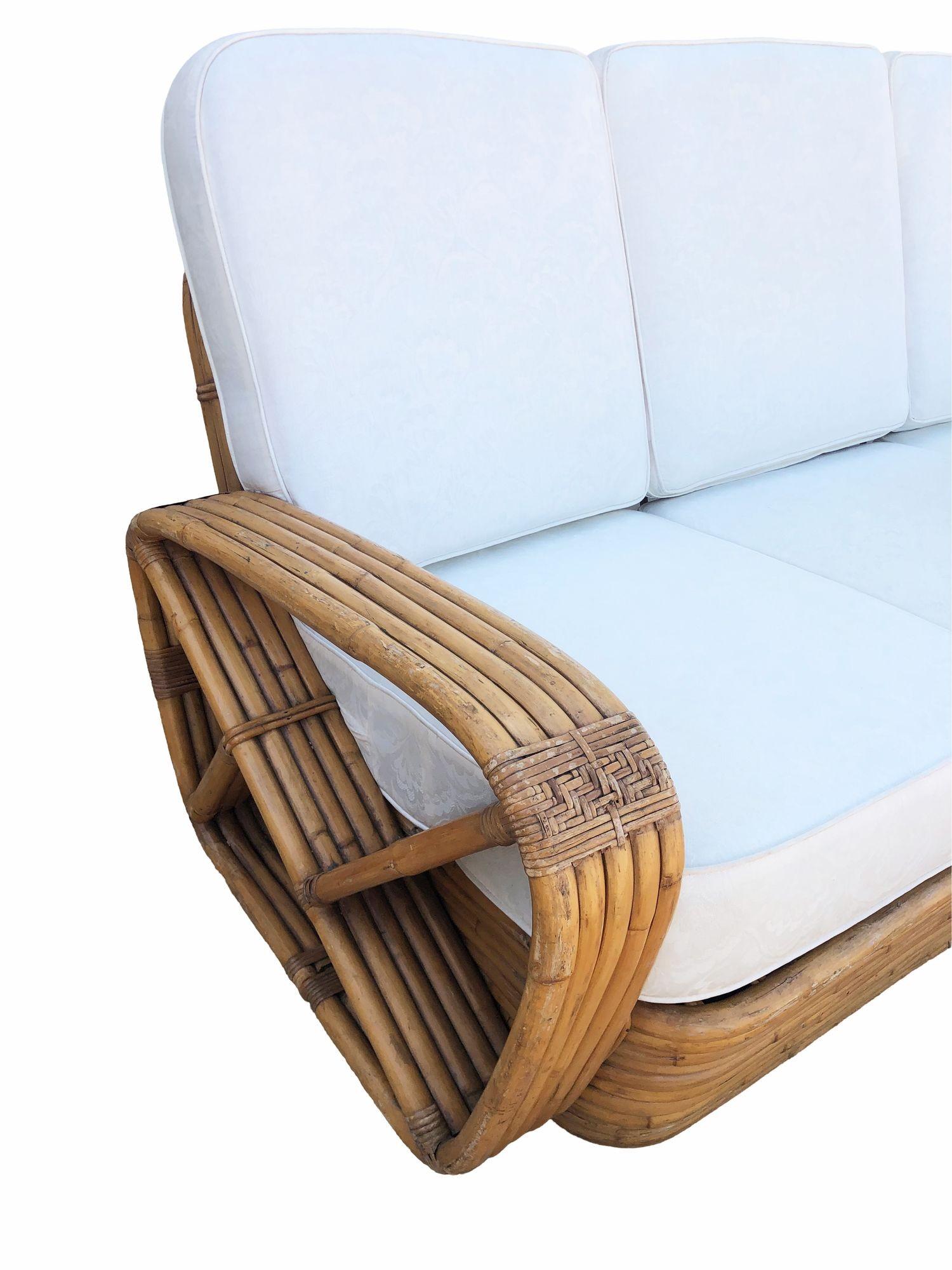 Paul T. Frankl 5-Strand Square Pretzel Square-Back 3-Seat Sofa (unrestauriert) im Angebot 1