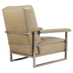 Used Paul T. Frankl Armchair in Polished Nickel & Leather Frankl Galleries NY 1929