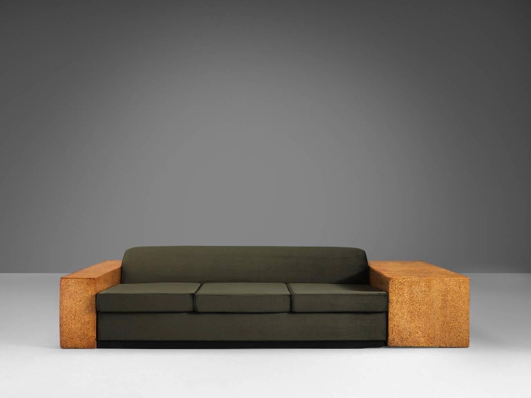 Paul T. Frankl Art Deco Custom Made Cork Sofa, 1930s For Sale at 1stDibs