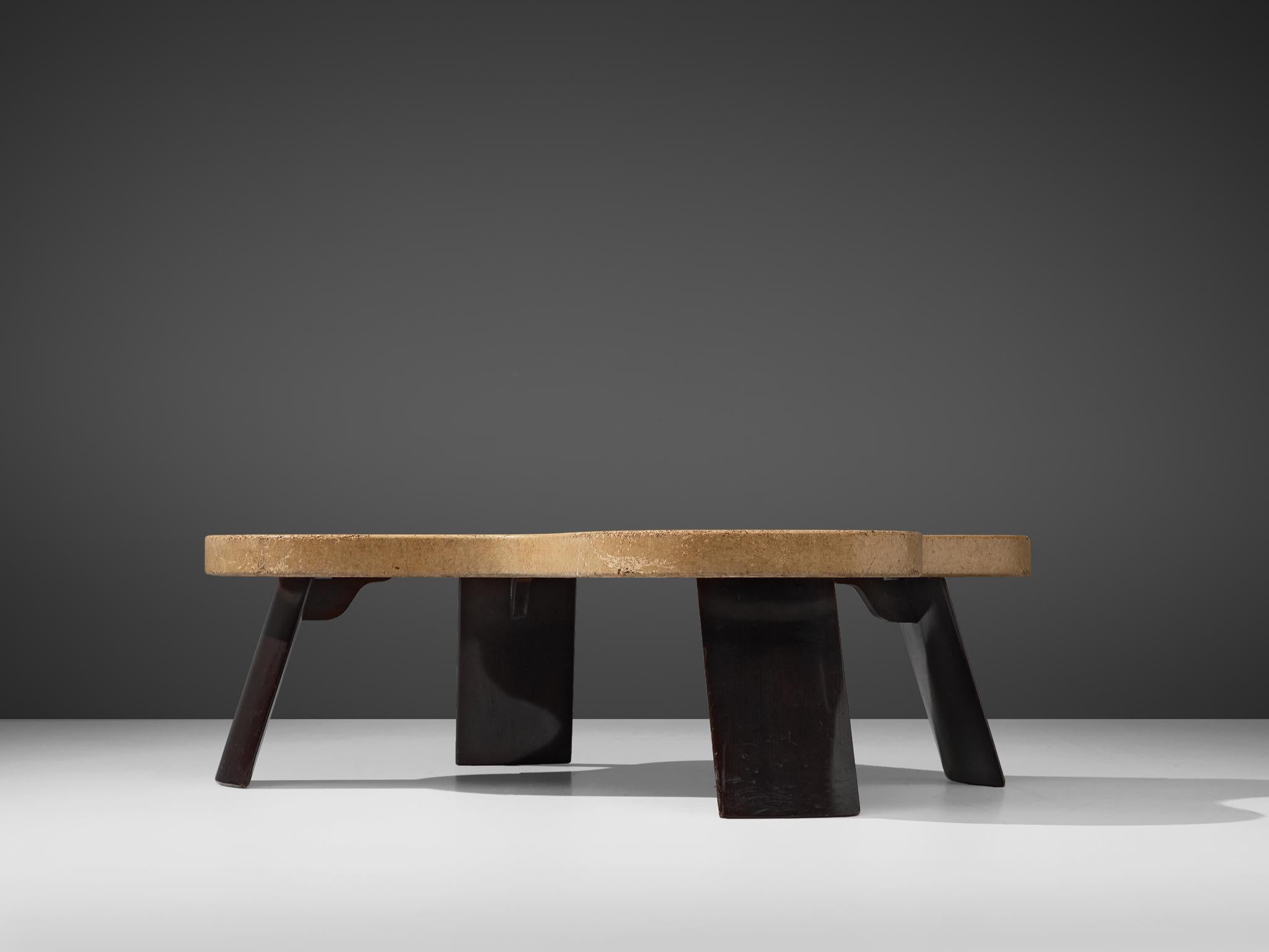 American Paul T. Frankl Cocktail Table in Cork and Mahogany, United States, circa 1951