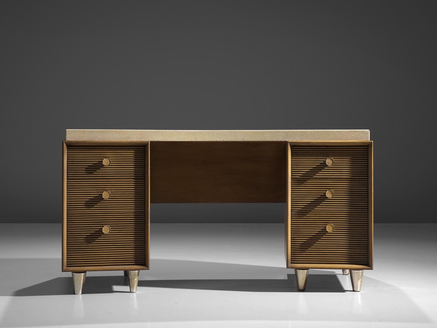 Mid-Century Modern Paul T. Frankl Cork Desk for Johnson Furniture Company, circa 1950