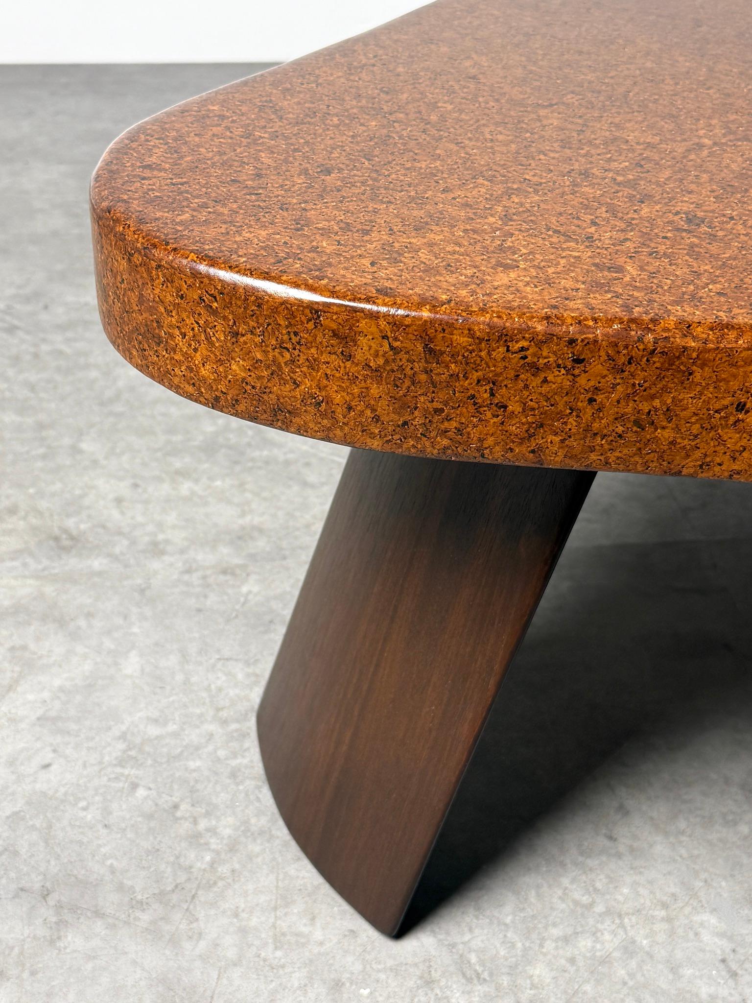 Paul T Frankl Cork Mahogany Amoeba Cloud Coffee Table Model 5005 USA 1950s For Sale 4