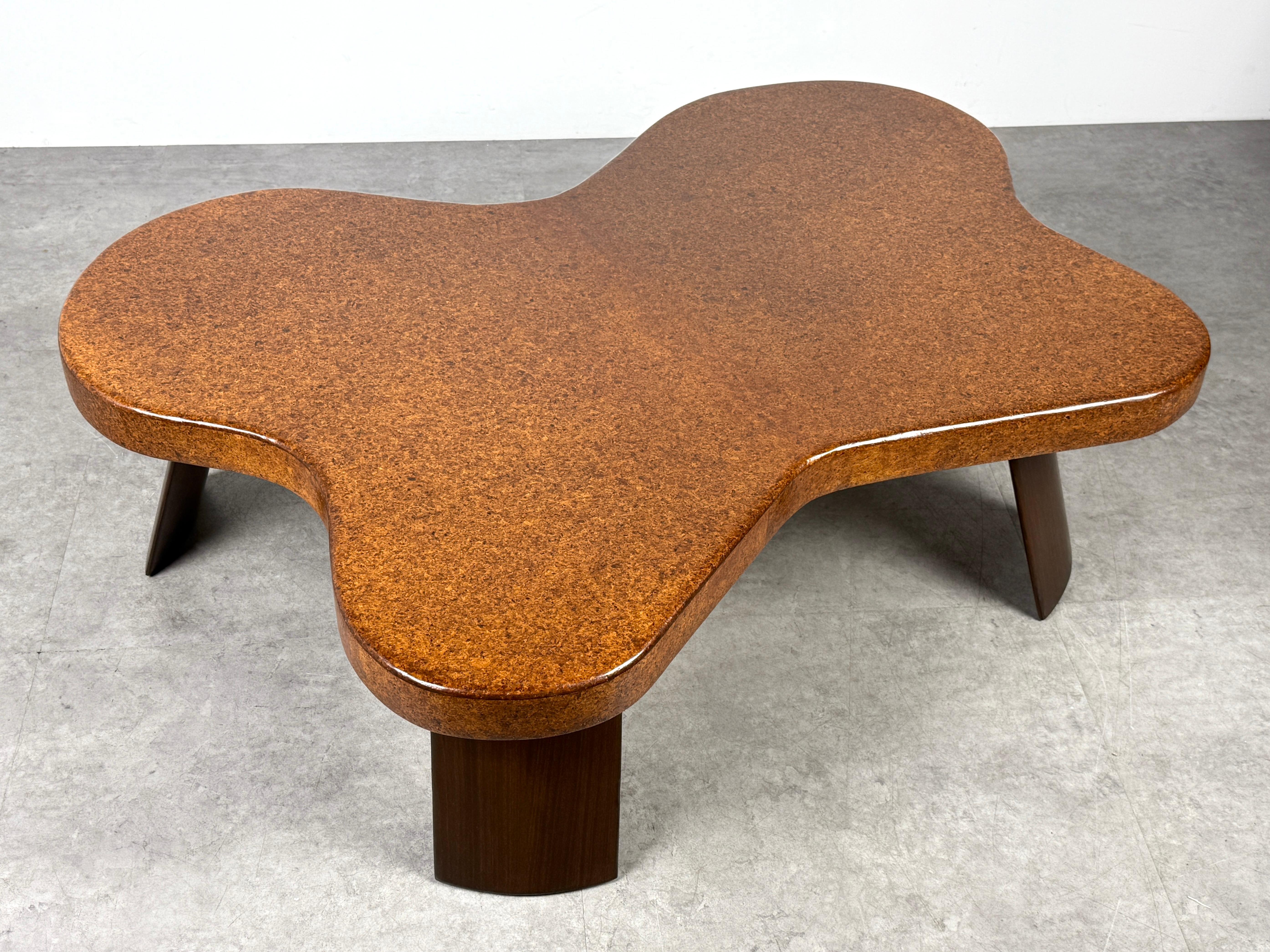 Paul T Frankl Cork Mahogany Amoeba Cloud Coffee Table Model 5005 USA 1950s For Sale 6
