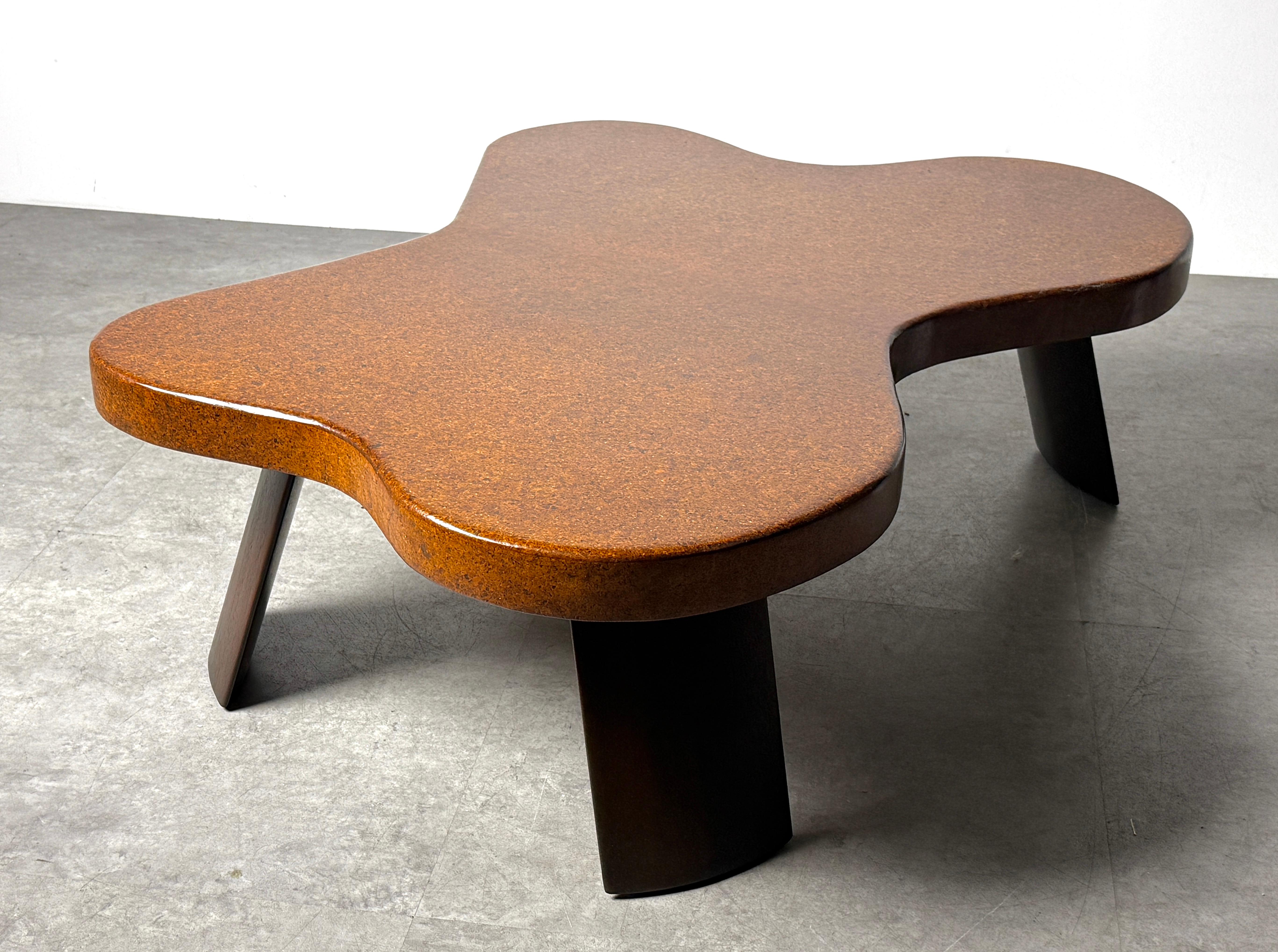 Paul T Frankl Cork Mahogany Amoeba Cloud Coffee Table Model 5005 USA 1950s For Sale 2
