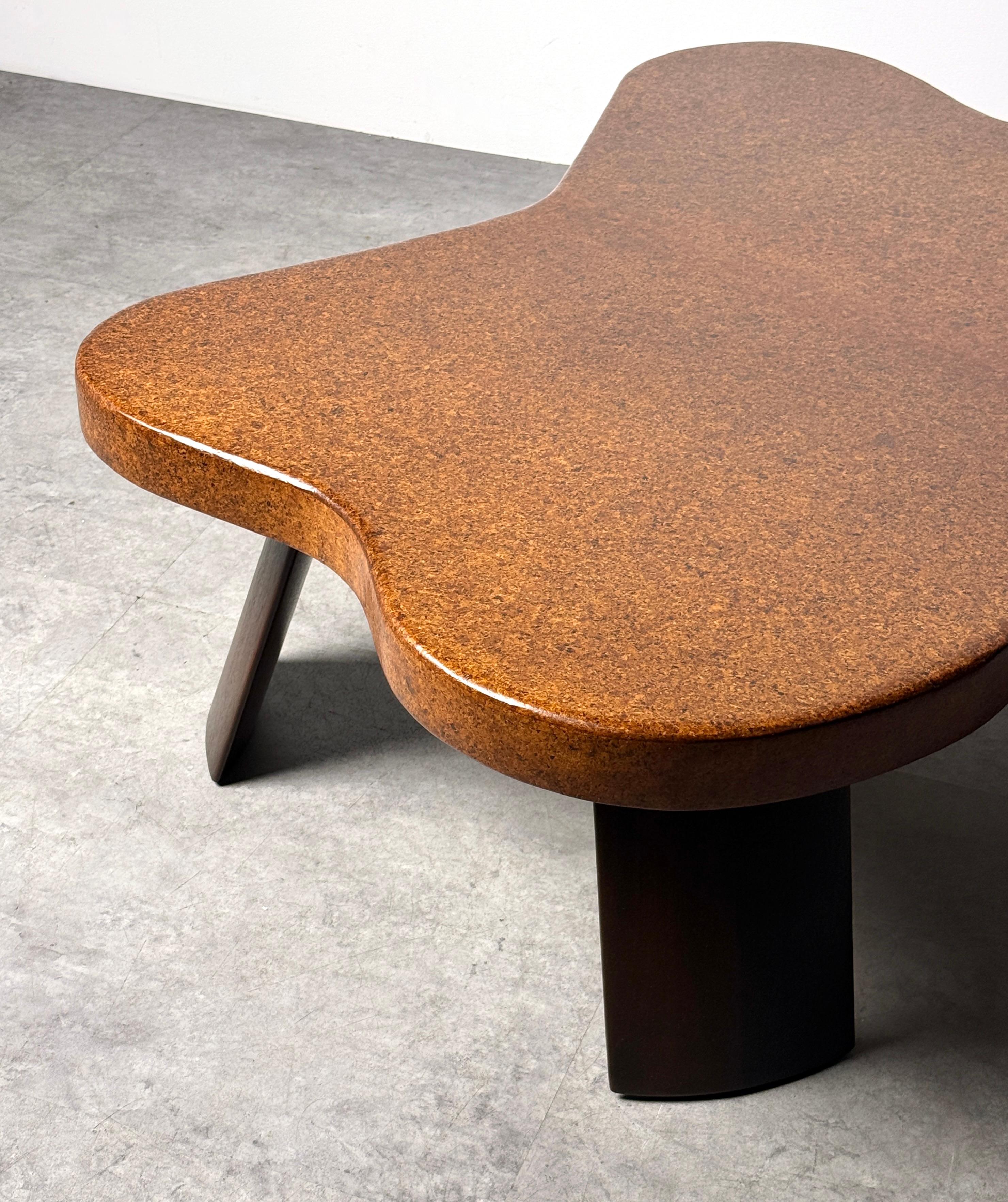Paul T Frankl Cork Mahogany Amoeba Cloud Coffee Table Model 5005 USA 1950s For Sale 3