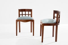 Paul T. Frankl pair of side chairs curly walnut mohair velvet 1933