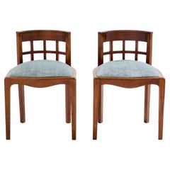 Paul T. Frankl Paar Beistellstühle Curly Walnuss Mohair Samt 1933