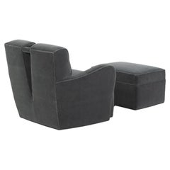 Paul T. Frankl Swivel Lounge Chairs and Ottoman