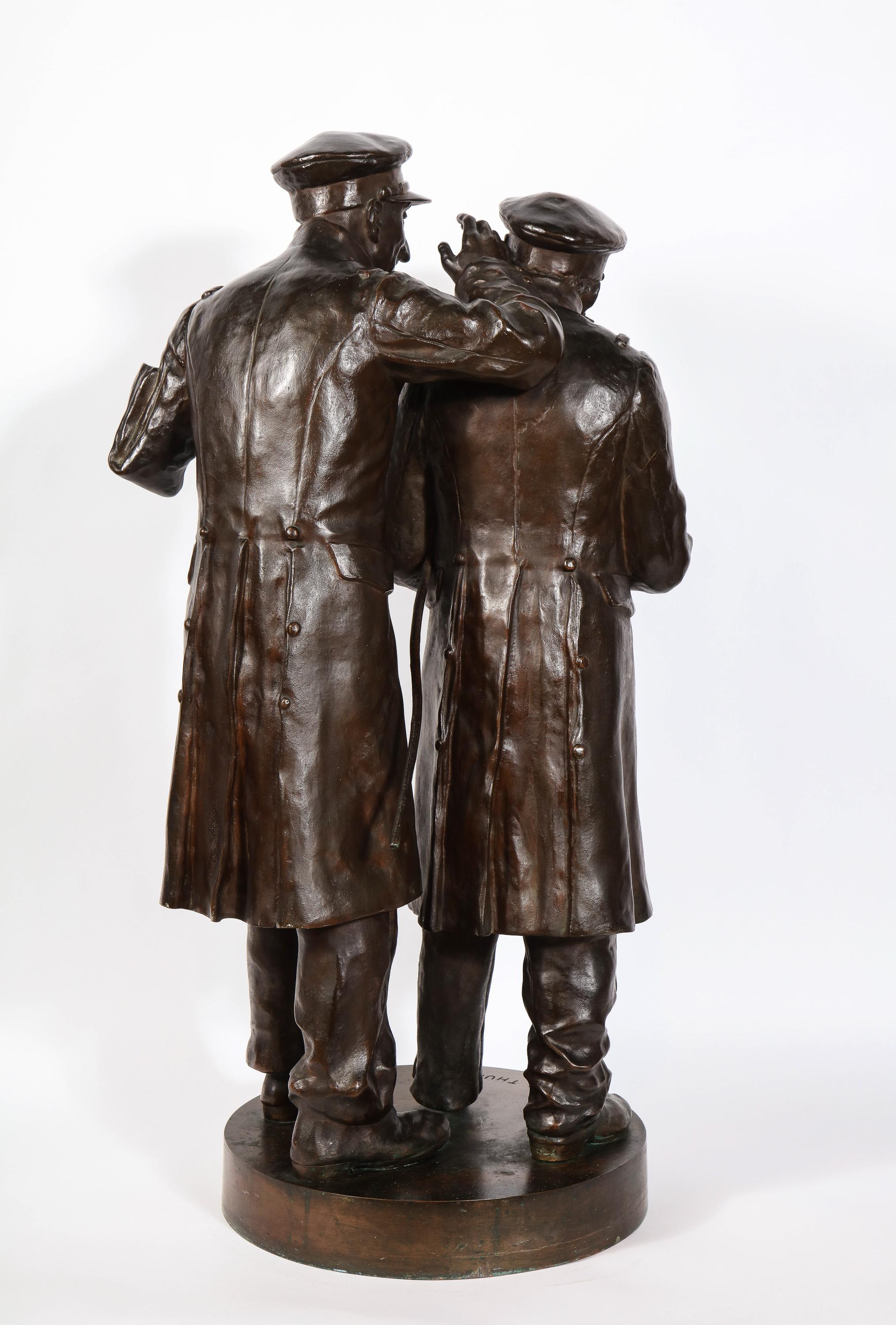 Paul Thubert „Englisch, 19. Jahrhundert“, eine große Bronzeskulptur von Kriegsveteranen im Angebot 5