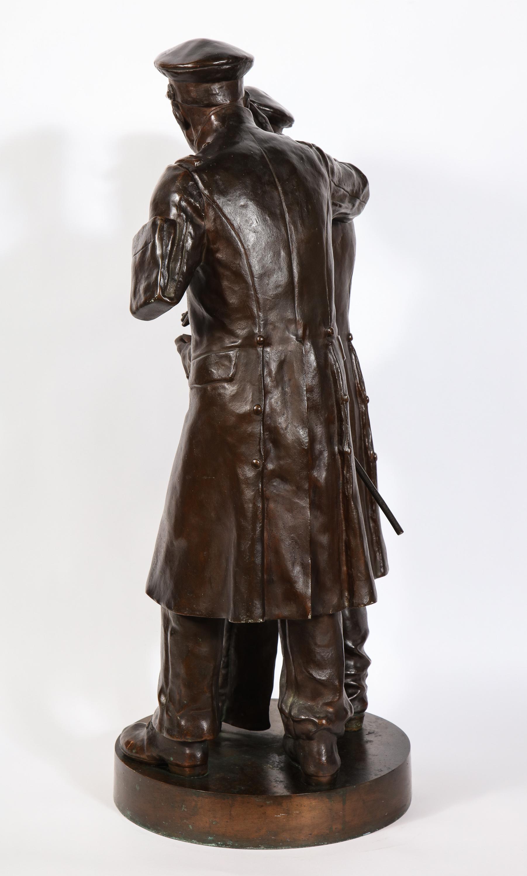 Paul Thubert 'English, 19th Century' a Large Bronze Sculpture of War Veterans For Sale 6