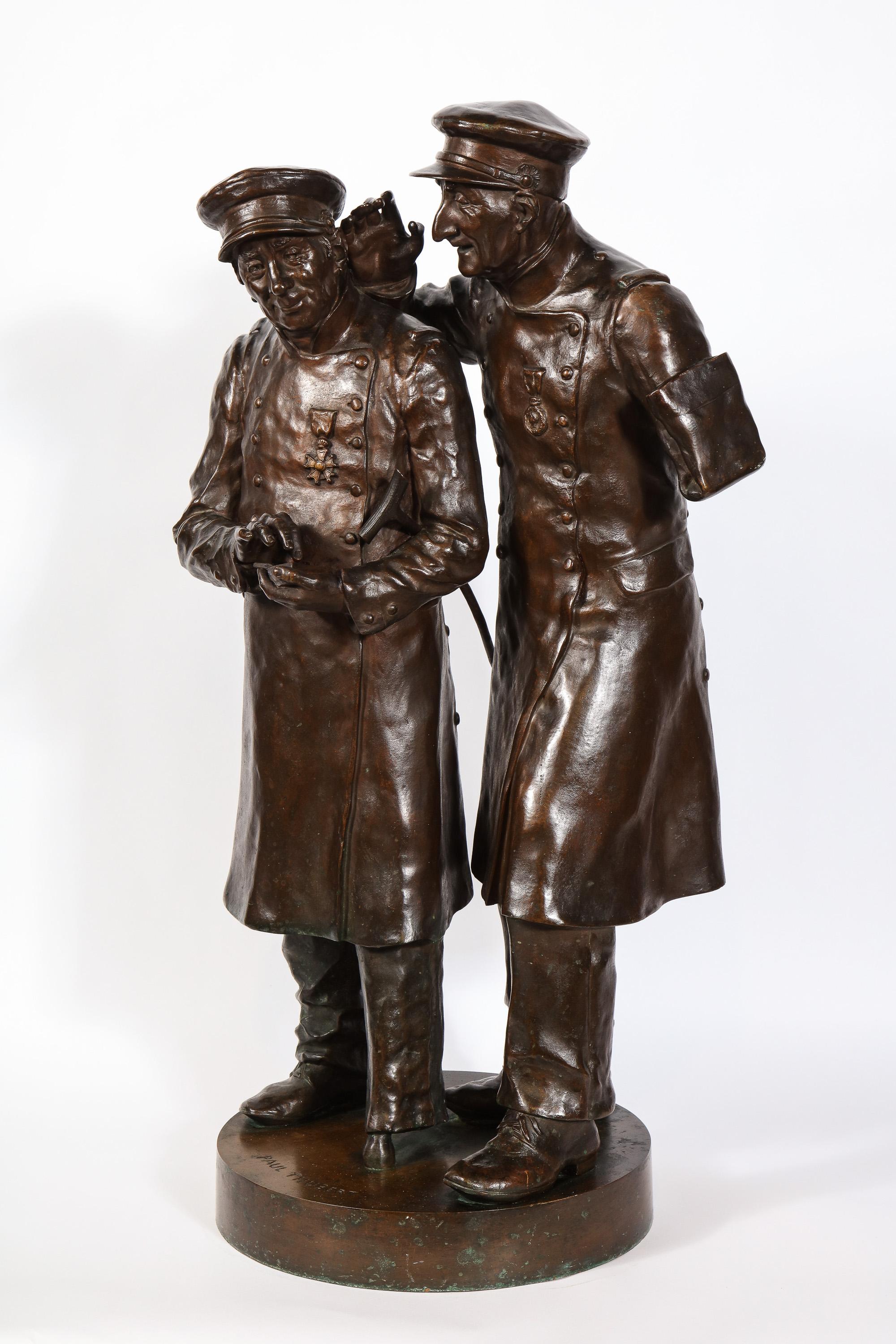 Paul Thubert 'English, 19th Century' a Large Bronze Sculpture of War Veterans For Sale 8