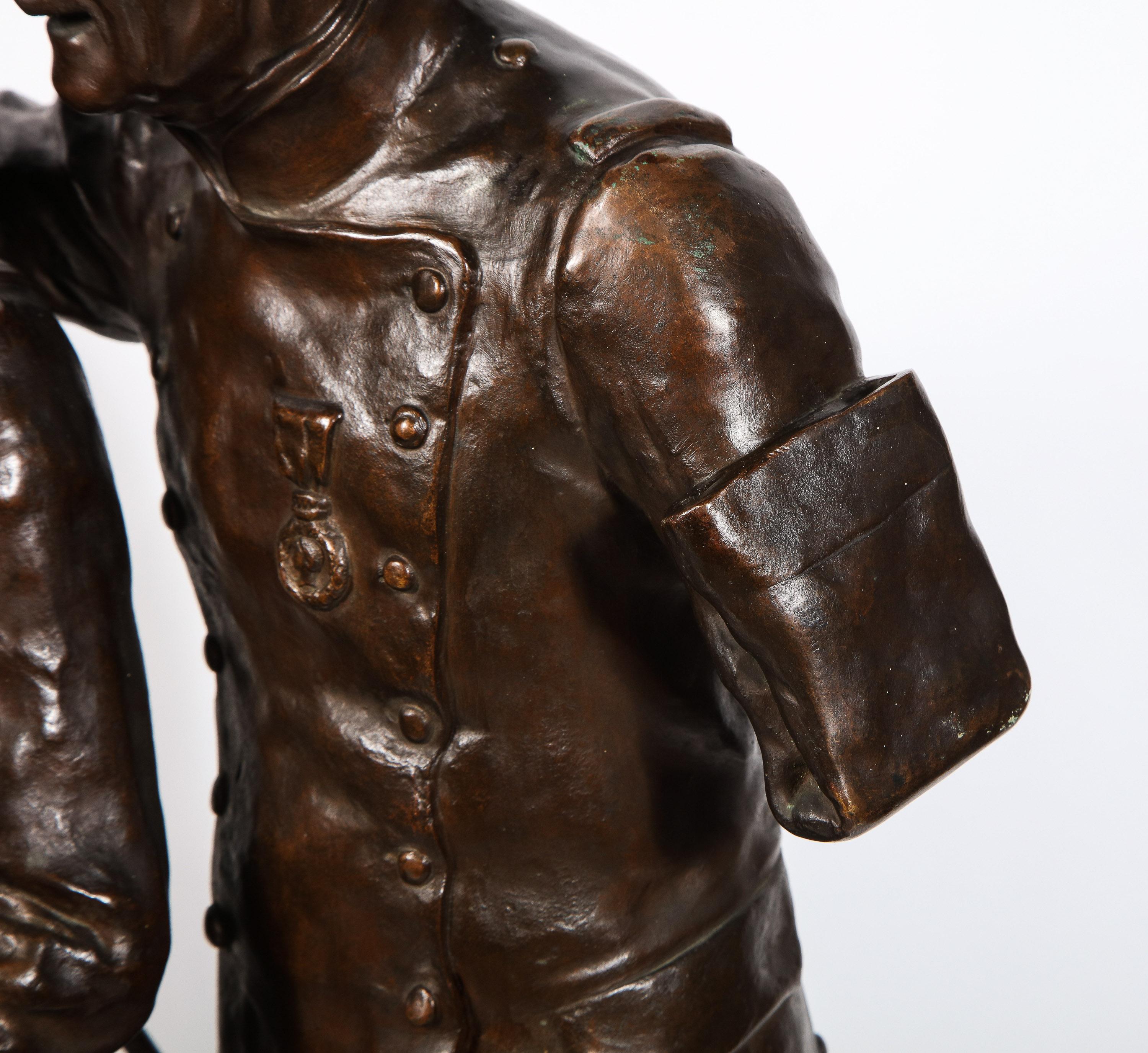 Paul Thubert 'English, 19th Century' a Large Bronze Sculpture of War Veterans For Sale 11